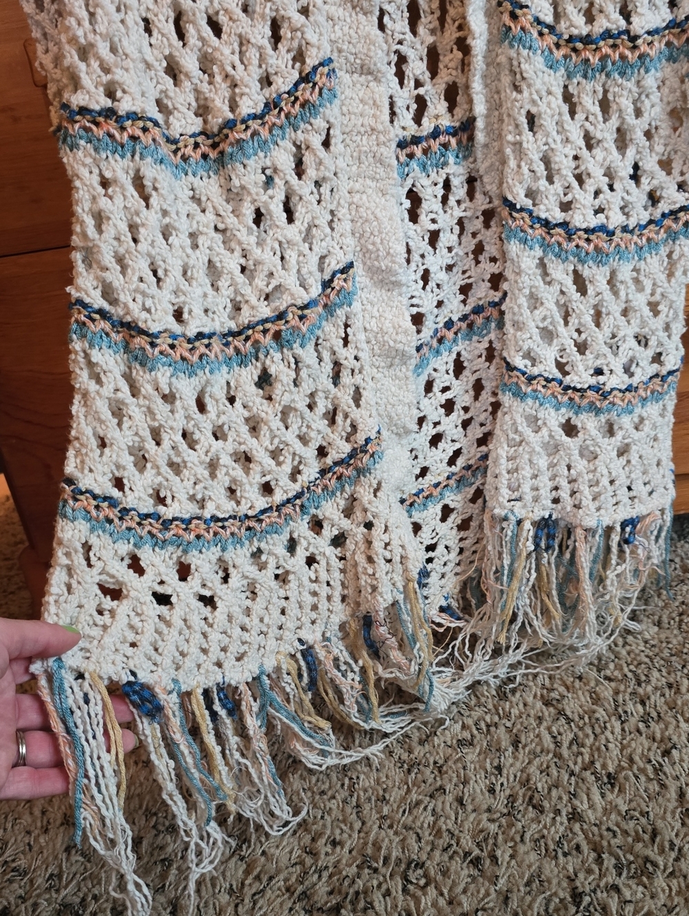 Free People Love Me Tender Hooded Fringe Cardigan Cream S - Picture 6 of 7